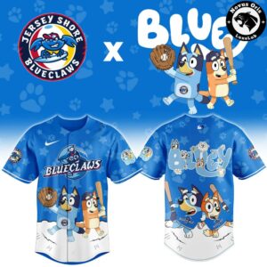 Jersey Shore BlueClaws x Bluey Night Limited Edition Baseball Jersey 2