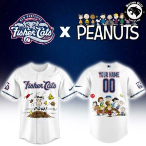 New Hampshire Fisher Cats x Peanuts Night Limited Edition Baseball Jersey 2