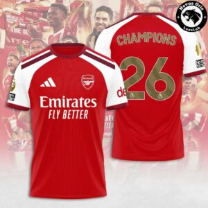 Arsenal 2025-26 Premier League Champions Home T-Shirt