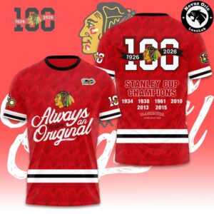 Chicago Blackhawks 100th Anniversary Centennial T Shirt 2