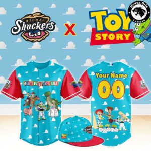 Custom Biloxi Shuckers Toy Story Theme Baseball Jersey