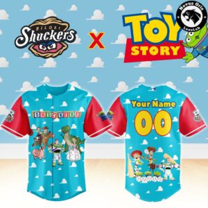 Custom Biloxi Shuckers Toy Story Theme Baseball Jersey 2