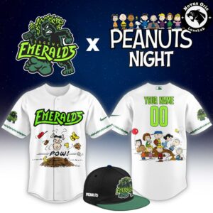 Custom Eugene Emeralds Peanuts Night Snoopy Baseball Jersey 1