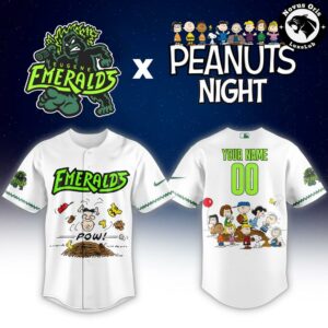 Custom Eugene Emeralds Peanuts Night Snoopy Baseball Jersey 2
