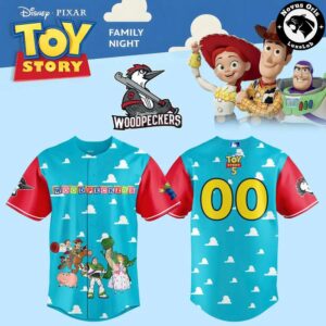 Custom Fayetteville Woodpeckers Toy Story Cloud Baseball Jersey