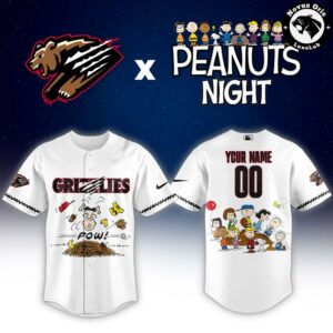 Custom Fresno Grizzlies x Peanuts Night Snoopy Baseball Jersey 2