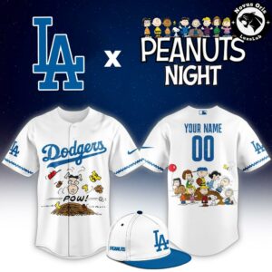 Custom Los Angeles Dodgers x Peanuts Night Snoopy Baseball Jersey Limited Edition