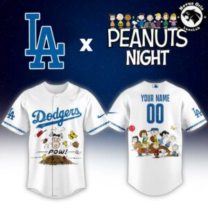 Custom Los Angeles Dodgers x Peanuts Night Snoopy Baseball Jersey Limited Edition 2