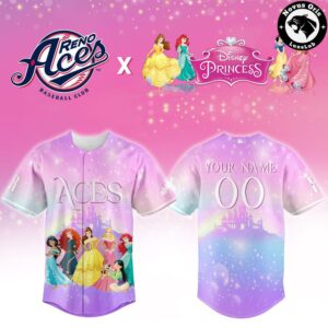 Custom Reno Aces x Disney Princess Baseball Jersey 2