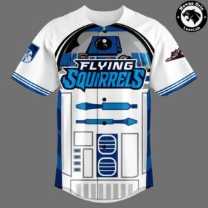Custom Richmond Flying Squirrels R2 D2 Star Wars Baseball Jersey 2