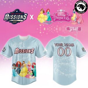 Custom San Antonio Missions x Disney Princess Baseball Jersey 2