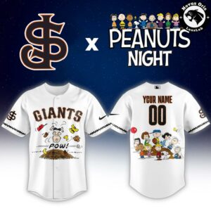 Custom San Jose Giants Peanuts Night Snoopy Baseball Jersey 2