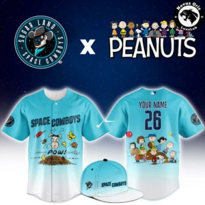 Custom Sugar Land Space Cowboys Peanuts Night Snoopy Baseball Jersey
