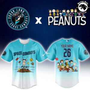 Custom Sugar Land Space Cowboys Peanuts Night Snoopy Baseball Jersey 2