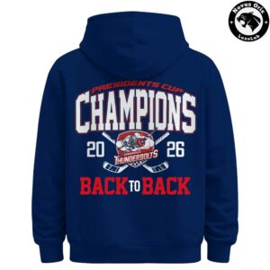 Evansville Thunderbolts 2026 Presidents Cup Champions Back to Back Hoodie 3