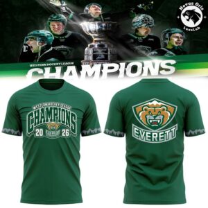 Everett Silvertips 2026 WHL Champions T Shirt Western Hockey League Green Graphic Tee 1