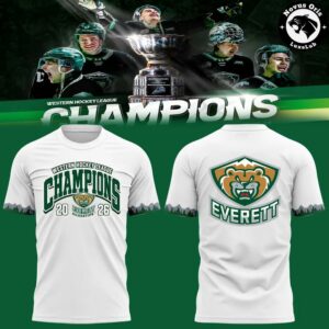 Everett Silvertips 2026 WHL Champions T Shirt Western Hockey League Green Graphic Tee 2