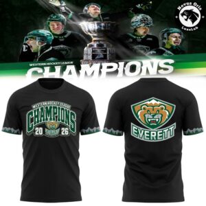 Everett Silvertips 2026 WHL Champions T Shirt Western Hockey League Green Graphic Tee 3