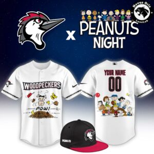 Fayetteville Woodpeckers x Peanuts Night Baseball Jersey – Custom White Snoopy Shirt