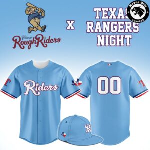 Frisco RoughRiders x Texas Rangers Night Baseball Jersey – Powder Blue Theme Shirt