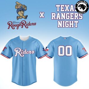Frisco RoughRiders x Texas Rangers Night Baseball Jersey Powder Blue Theme Shirt 2