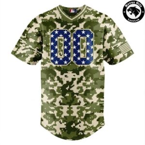 Grasshoppers Military Appreciation Camo Baseball Jersey Digital Camouflage Stars Stripes Uniform 3