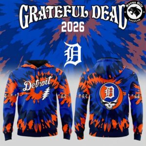 Grateful Dead Detroit Tigers Tie Dye Steal Your Face Hoodie