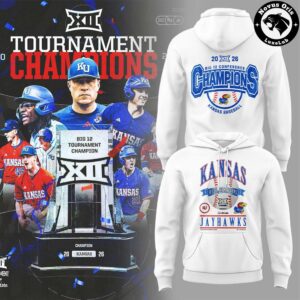 Kansas Jayhawks 2026 Big 12 Tournament Champions Hoodie 3