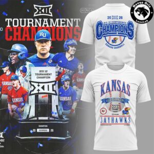Kansas Jayhawks 2026 Big 12 Tournament Champions T Shirt 3