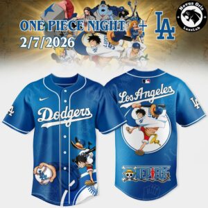 Los Angeles Dodgers x One Piece Night Luffy Baseball Jersey