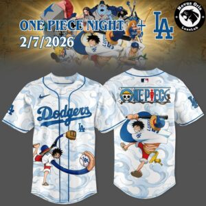 Los Angeles Dodgers x One Piece Night Luffy Baseball Jersey 2