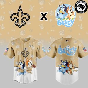 New Orleans Saints x Bluey Night NFL Custom Edition Jersey 2