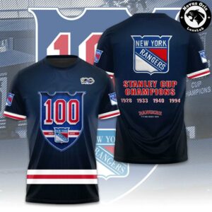 New York Rangers 100 Years Centennial Anniversary Fan Tee T Shirt 2
