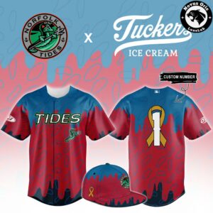 Norfolk Tides x Tucker's Ice Cream Custom Number Edition Baseball Jersey 2
