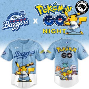 Ontario Tower Buzzers Pokemon GO Night Pikachu Baseball Jersey 2