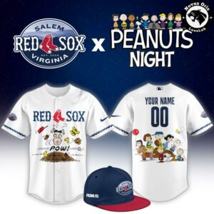 Salem Red Sox x Peanuts Night Baseball Jersey Custom White Snoopy Shirt 1