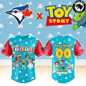 Toronto Blue Jays x Toy Story Night Woody Buzz Lightyear Custom Baseball Jersey 2