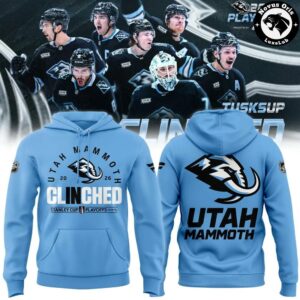 Utah Mammoth 2026 Stanley Cup Playoffs Clinched Light Blue Hoodie 1