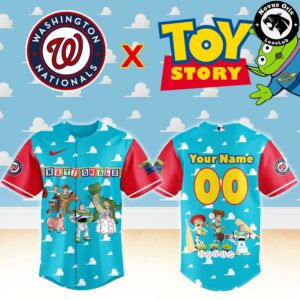 Washington Nationals x Toy Story Night Woody Buzz Lightyear Custom Baseball Jersey 2