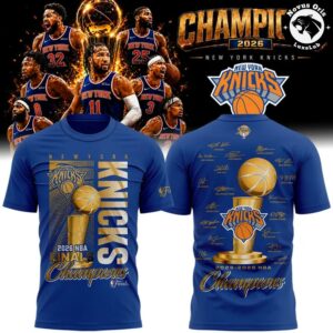 Autographed New York Knicks 2026 Champions Signature Graphic Tee