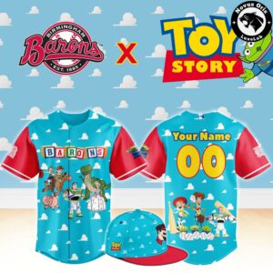 Birmingham Barons x Toy Story Night Woody Buzz Lightyear Baseball Jersey 1