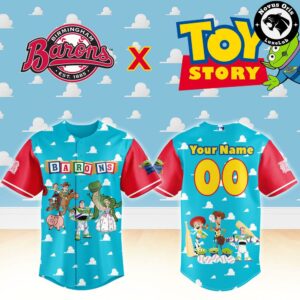 Birmingham Barons x Toy Story Night Woody Buzz Lightyear Baseball Jersey 2