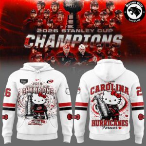 Carolina Hurricanes x Hello Kitty 2026 Stanley Cup 2 Time Champions Hoodie 3