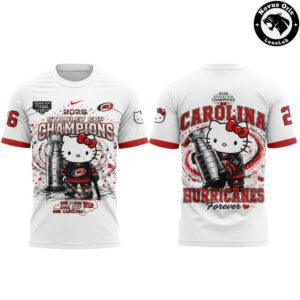 Carolina Hurricanes x Hello Kitty 2026 Stanley Cup 2 Time Champions T Shirt 4