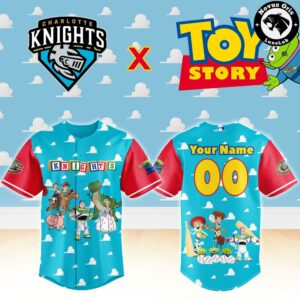 Charlotte Knights x Toy Story Night Woody Buzz Lightyear Custom Baseball Jersey 2