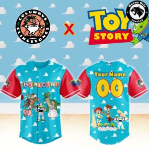Columbus Clingstones x Toy Story Night Woody Buzz Lightyear Baseball Jersey 2
