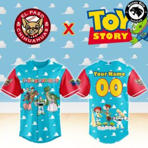 El Paso Chihuahuas x Toy Story Night Woody Buzz Lightyear Custom Baseball Jersey 2