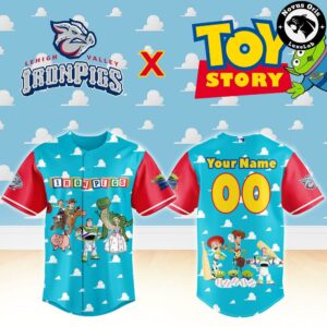Lehigh Valley IronPigs x Toy Story Night Woody Buzz Lightyear Custom Baseball Jersey 2