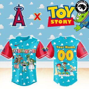 Los Angeles Angels x Toy Story Night Woody Buzz Lightyear Custom Baseball Jersey 2
