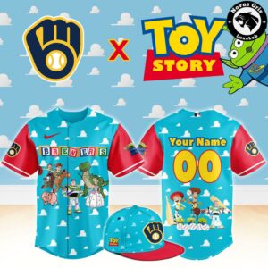 Milwaukee Brewers x Toy Story Night Woody Buzz Lightyear Custom Baseball Jersey